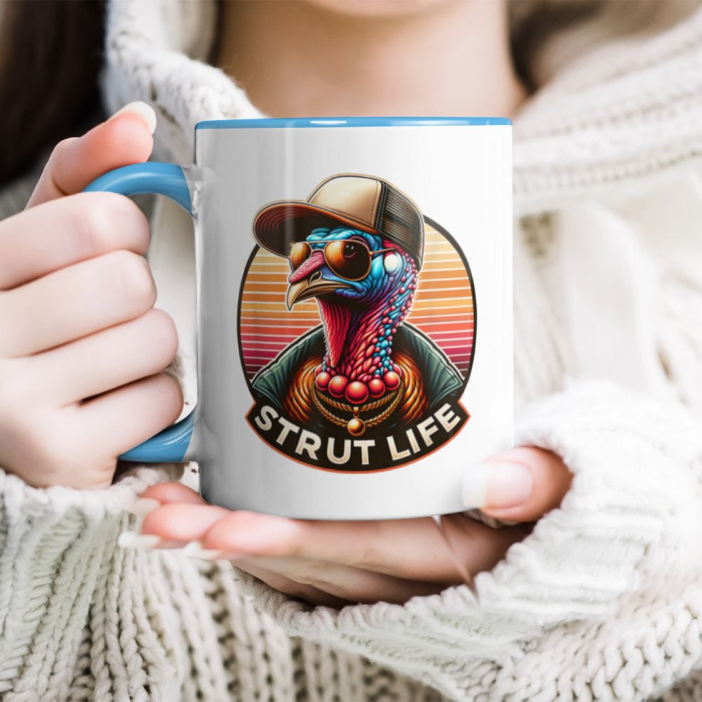 Strut Life Turkey Hunting Tom Turkey With Hat & Sunglasses Accent Mug