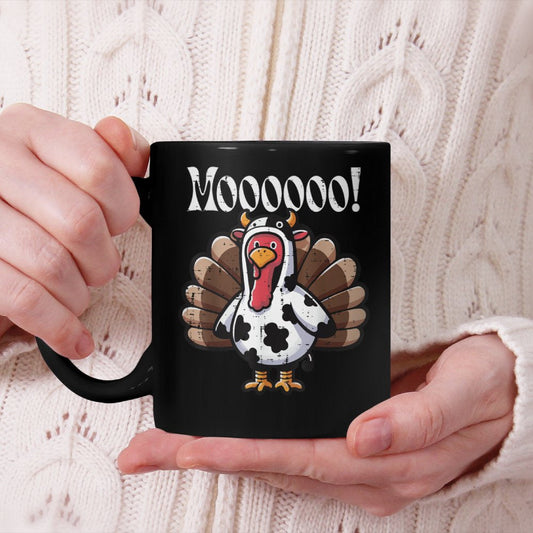 Thanksgiving Turkey Cow Moo Funny Farm Farmer Beverage Mug