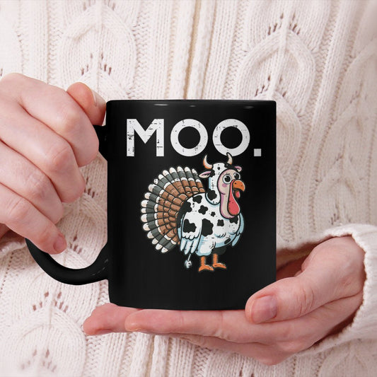 Thanksgiving Moo Turkey Cow Funny Fall Farm Beverage Mug