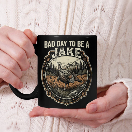 Bad Day to Be A Jake Turkey Season Hunting Vintage Badge Beverage Mug