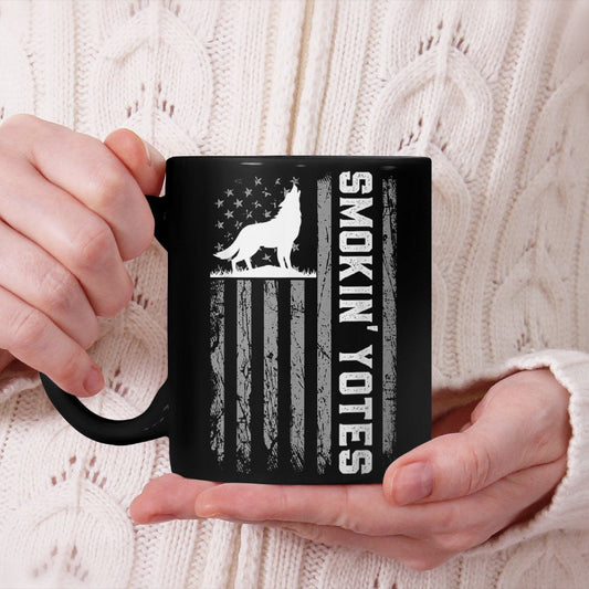 Smokin' Yotes USA Flag Coyote Hunting Patriotic Mug