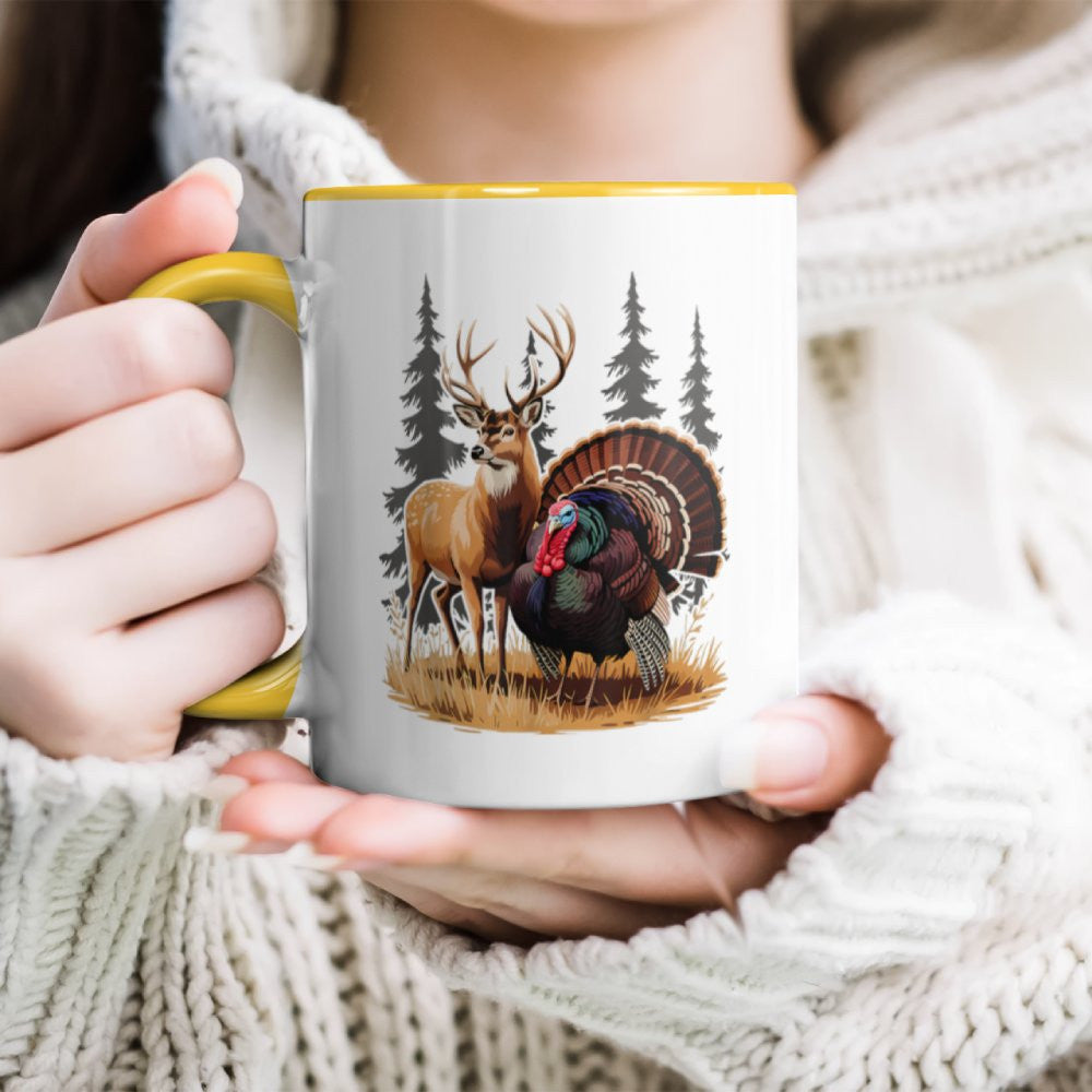 Deer and Turkey Cool Hunt Hobby Hunting Wildlife Hunter Accent Mug